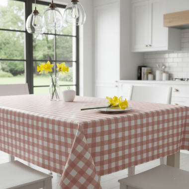 Burnt Orange Traditional Gingham Oilcloth Table shot
