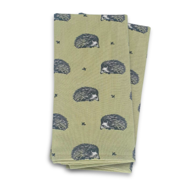 Harriet Hedgehog Sage Green 100 Fabric Napkin Set