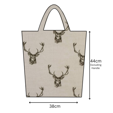 Natural / Beige Stag Heads Oilcloth Tote Bag