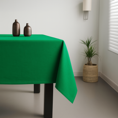 100% Cotton Plain Emerald Green Lightweight Fabric Tablecloth