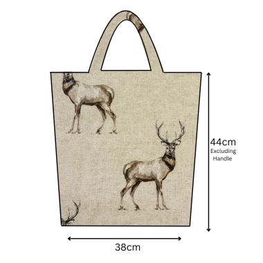 Beige Natural Highland Stags Oilcloth Tote Bag