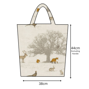 Beige Woodland Animals Oilcloth Tote Bag