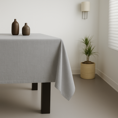 100% Cotton Plain Silver Lightweight Fabric Tablecloth