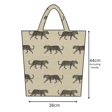 Natural and Black Leopards Matte Wipe Clean Oilcloth Tote Bag