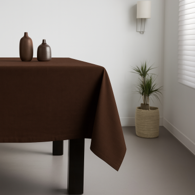100% Cotton Plain Brown Lightweight Fabric Tablecloth