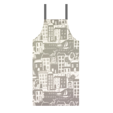 Taupe Nautical Seaside Scene Oilcloth Wipe Clean Apron
