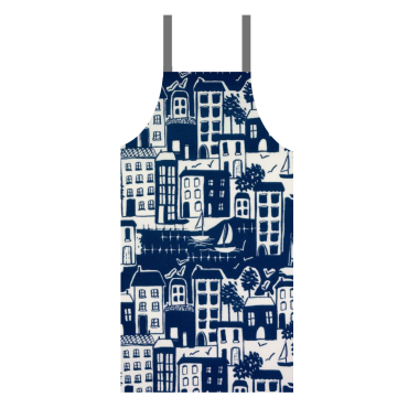 Blue Nautical Seaside Scene Oilcloth Wipe Clean Apron