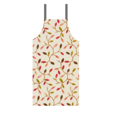 Cream and Multi Leaves and Stems Floral Oilcloth Wipe Clean Apron