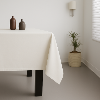 100% Cotton Plain Ivory Lightweight Fabric Tablecloth