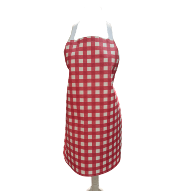 Red and White Traditional Gingham Check Matte Oilcloth Wipe Clean Apron