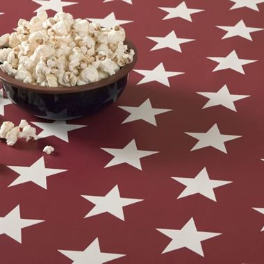 Red and White Large Star PVC Vinyl Wipe Clean Tablecloth
