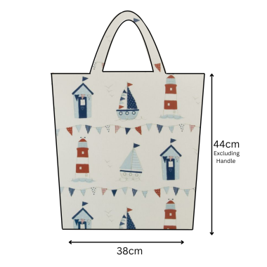 Beach Hut and Lighthouses Oilcloth Tote Bag