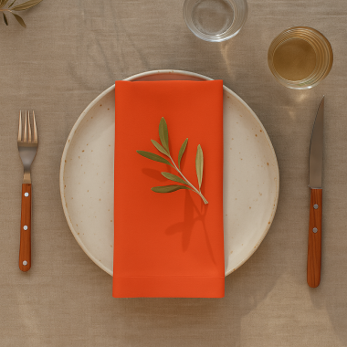 Plain Orange 100% Cotton Fabric Napkin Set