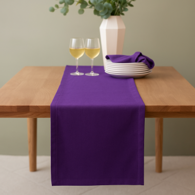 Plain Purple 100% Cotton Fabric Table Runner