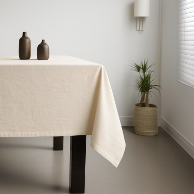 100% Cotton Plain Natural Lightweight Fabric Tablecloth