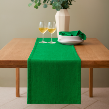 Plain Emerald Green 100% Cotton Fabric Table Runner