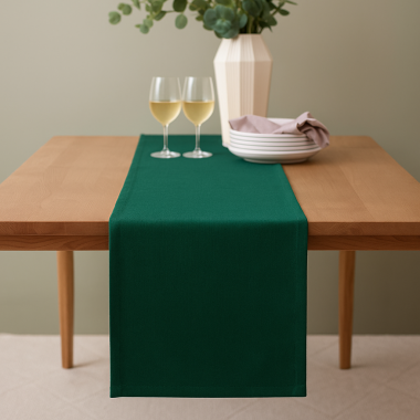 Bottle Green 100% Cotton Fabric Table Runner