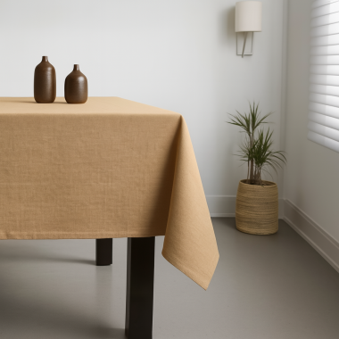 100% Cotton Plain Taupe Lightweight Fabric Tablecloth