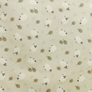Beige Baa Baa Sheep Acrylic Wipe Clean Tablecloth