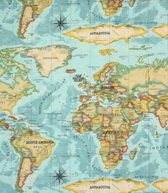 Azure Maps Oilcloth Wipe Clean Tablecloth