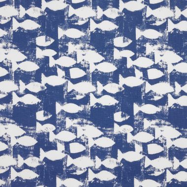Blue Seaside Fish Oilcloth Wipeclean Tablecloth