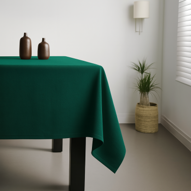 100% Cotton Plain Bottle Green Lightweight Fabric Tablecloth