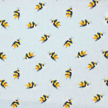 Crafting Quilting 100% Cotton Fabric Light Blue Small Bees