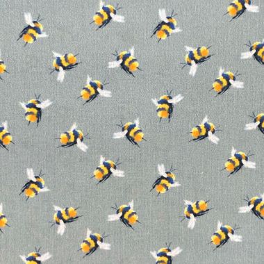 Crafting Quilting 100% Cotton Fabric Smoke Grey Small Bees