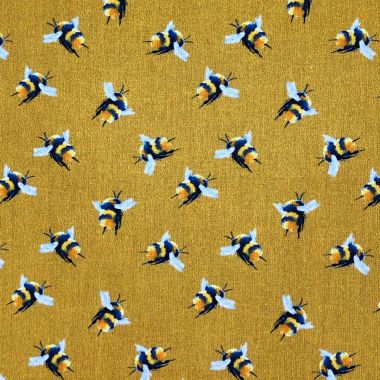 Crafting Quilting 100% Cotton Fabric Ochre Yellow Small Bees