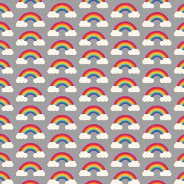 Crafting Quilting 100% Cotton Fabric Grey and White Multi Rainbows
