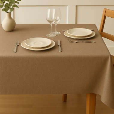 Plain Taupe Matte Finish Oilcloth Wipe Clean Tablecloth