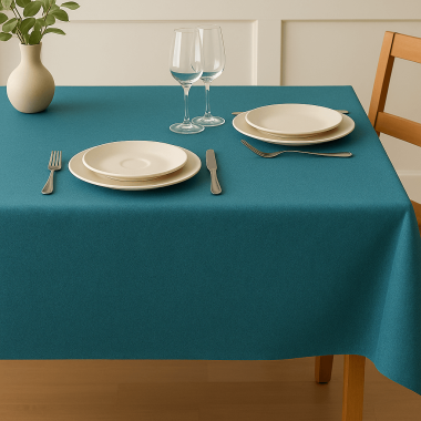 Plain Teal Duck Egg Matte Finish Oilcloth Tablecloth