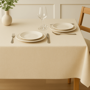 Plain Cream Off White Oilcloth Tablecloth 1