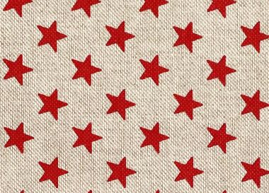 Linen and Red Stars Fabric Placemat 