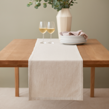 Plain Silver 100% Cotton Fabric Table Runner