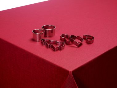 Deep Red Linen Effect Christmas Acrylic Tablecloth