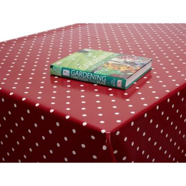 Dotty Red Polka Dot 20 Metre Roll Oilcloth Tablecloth