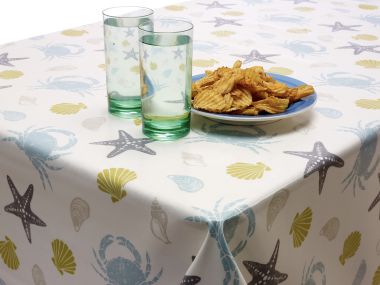 Crabs and Seashells Oilcloth