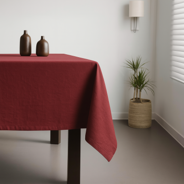 100% Cotton Plain Damson Lightweight Fabric Tablecloth