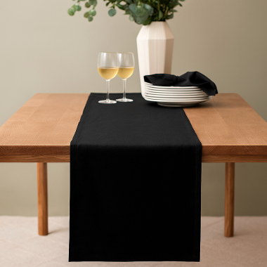 Plain Black 100% Cotton Fabric Halloween Table Runner
