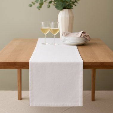 Plain White 100% Cotton Fabric Table Runner