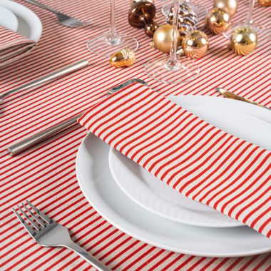Linen and Red Stripe Fabric Napkins