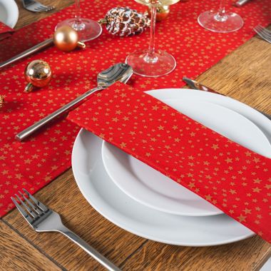 Red and Gold Christmas Stars 100% Cotton Fabric Napkin