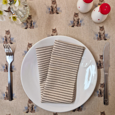 Fluffy Cats Linen Effect Fabric Tablecloth