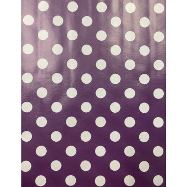Purple and White Polka Dot 20 Metre Roll PVC Vinyl Tablecloth Roll