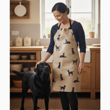 Taupe Labradors Oilcloth Wipe Clean Apron-Adult and Child Sizes