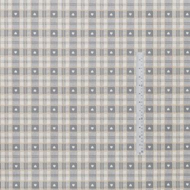 Grey Heart Check 20 Metre Roll PVC Vinyl Tablecloth Roll