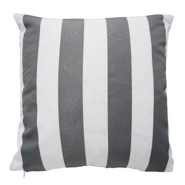 Grey & White Stripe Water Repellent Fabric Outdoor Cushion Cover
