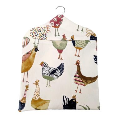 Cream Multi Harriet Hens/Chickens Wipe Clean Oilcloth Peg Bag 