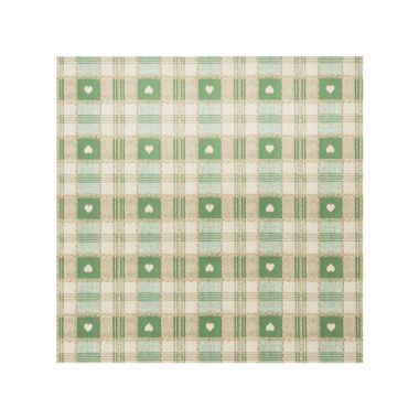 Green Heart Check 20 Metre Roll PVC Vinyl Tablecloth Roll